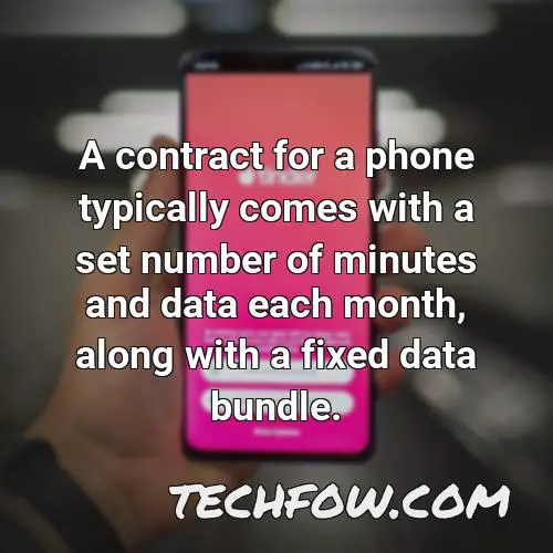a contract for a phone typically comes with a set number of minutes and data each month along with a fixed data bundle