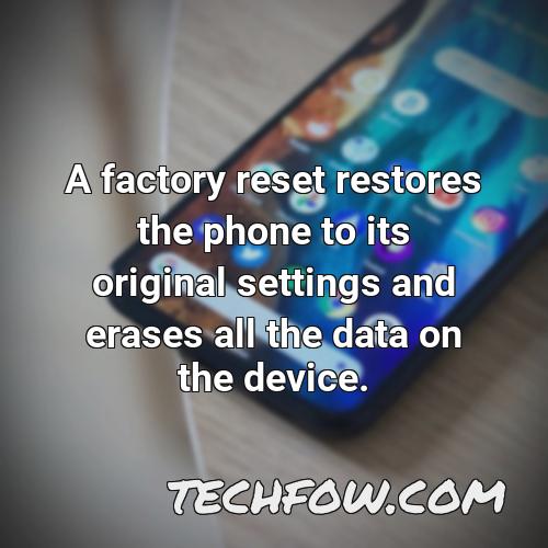 a factory reset restores the phone to its original settings and erases all the data on the device
