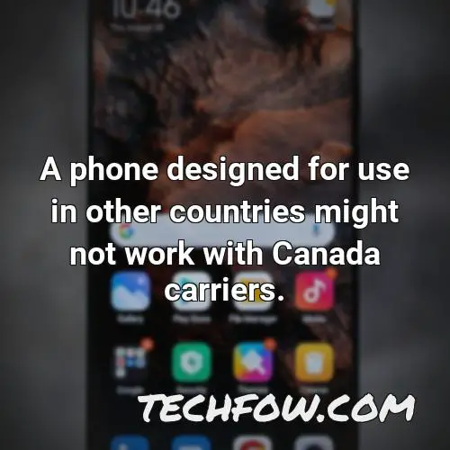 a phone designed for use in other countries might not work with canada carriers