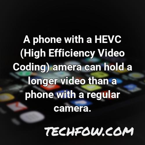 a phone with a hevc high efficiency video coding amera can hold a longer video than a phone with a regular camera