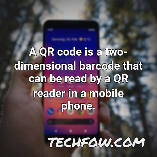 a qr code is a two dimensional barcode that can be read by a qr reader in a mobile phone