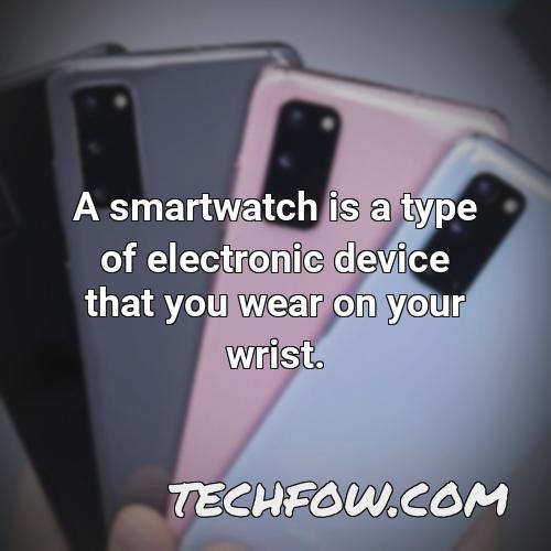 a smartwatch is a type of electronic device that you wear on your wrist