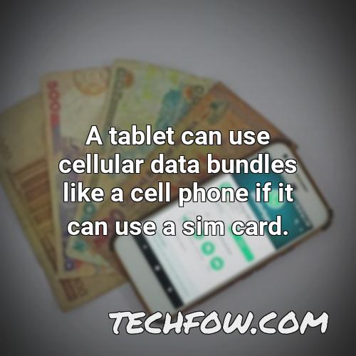 a tablet can use cellular data bundles like a cell phone if it can use a sim card
