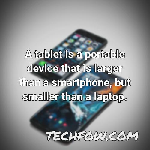 a tablet is a portable device that is larger than a smartphone but smaller than a laptop