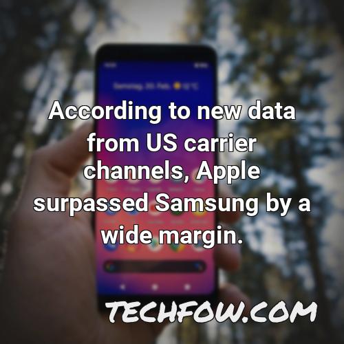 according to new data from us carrier channels apple surpassed samsung by a wide margin