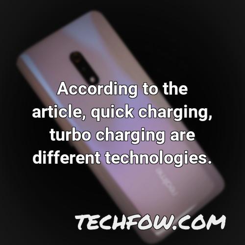 according to the article quick charging turbo charging are different technologies