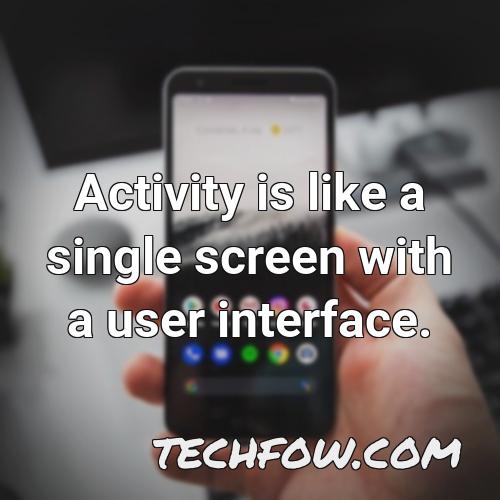 activity is like a single screen with a user interface