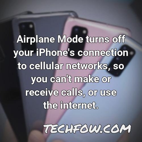 airplane mode turns off your iphone s connection to cellular networks so you can t make or receive calls or use the internet
