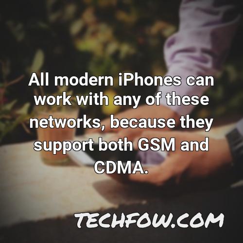 all modern iphones can work with any of these networks because they support both gsm and cdma
