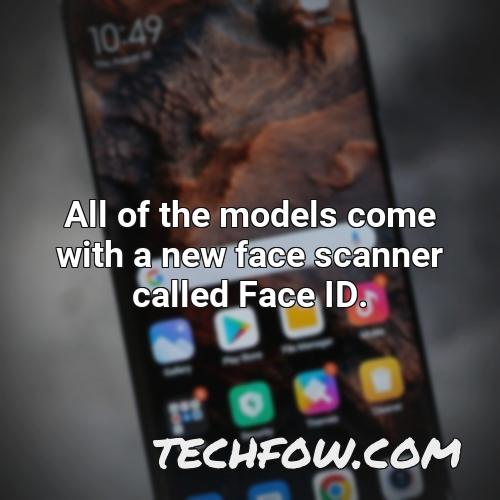 all of the models come with a new face scanner called face id