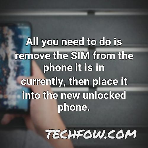 all you need to do is remove the sim from the phone it is in currently then place it into the new unlocked phone