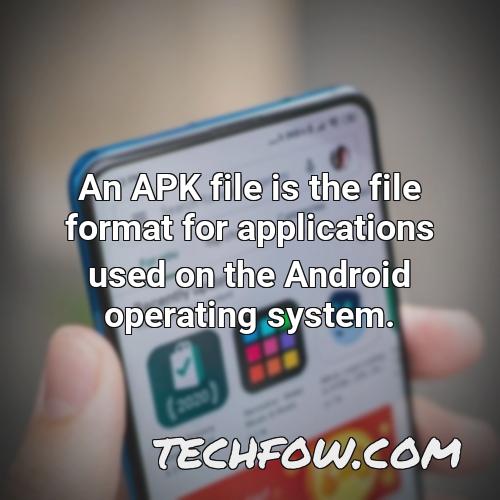 an apk file is the file format for applications used on the android operating system 1