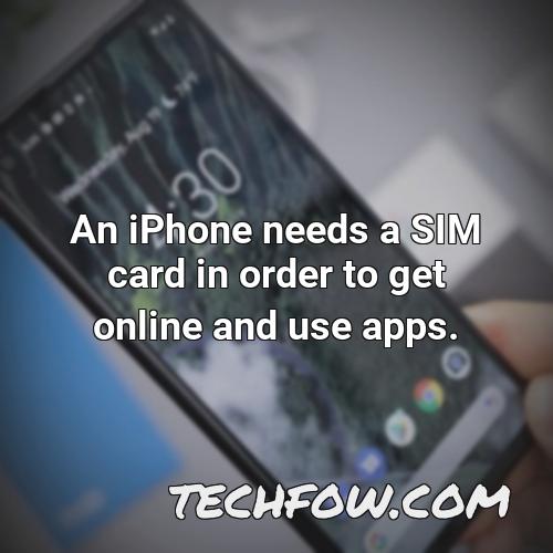 an iphone needs a sim card in order to get online and use apps