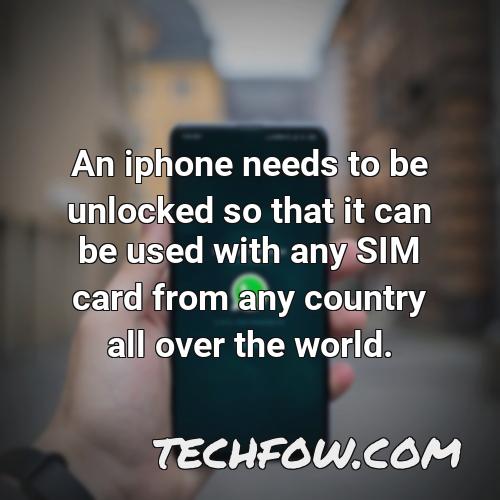 an iphone needs to be unlocked so that it can be used with any sim card from any country all over the world