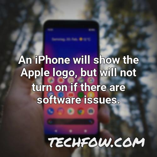 an iphone will show the apple logo but will not turn on if there are software issues