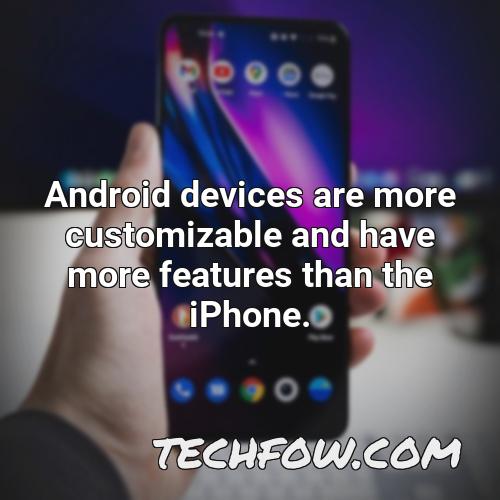 android devices are more customizable and have more features than the iphone