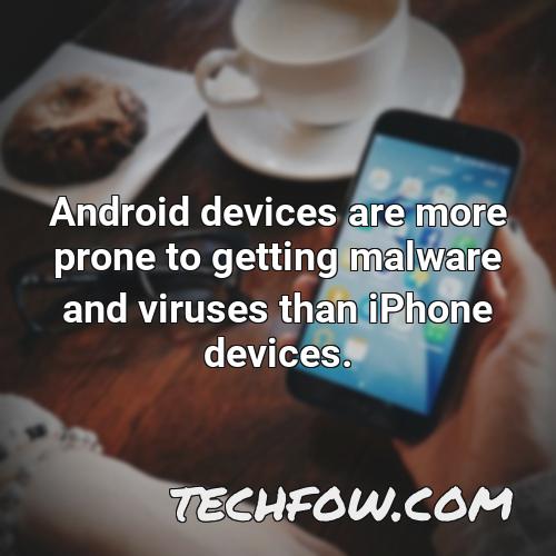 android devices are more prone to getting malware and viruses than iphone devices