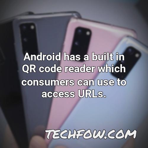 android has a built in qr code reader which consumers can use to access urls