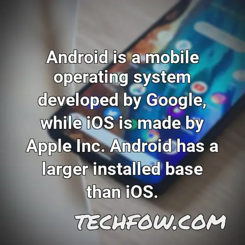 android is a mobile operating system developed by google while ios is made by apple inc android has a larger installed base than ios