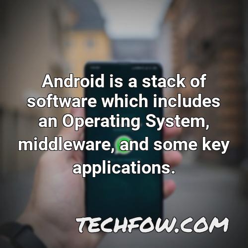 android is a stack of software which includes an operating system middleware and some key applications
