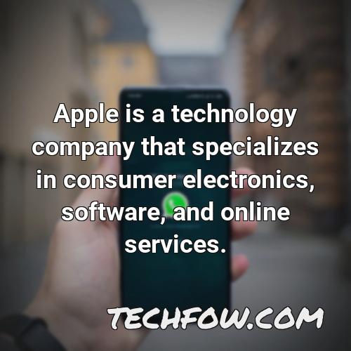 apple is a technology company that specializes in consumer electronics software and online services