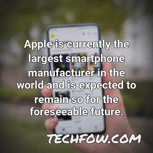 apple is currently the largest smartphone manufacturer in the world and is expected to remain so for the foreseeable future