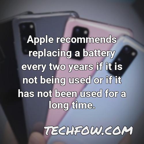 apple recommends replacing a battery every two years if it is not being used or if it has not been used for a long time