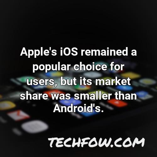 apple s ios remained a popular choice for users but its market share was smaller than android s