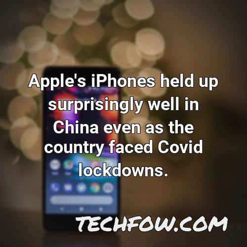 apple s iphones held up surprisingly well in china even as the country faced covid lockdowns