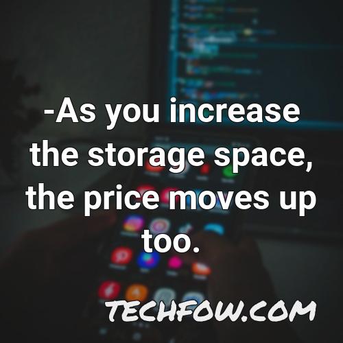 as you increase the storage space the price moves up too 1
