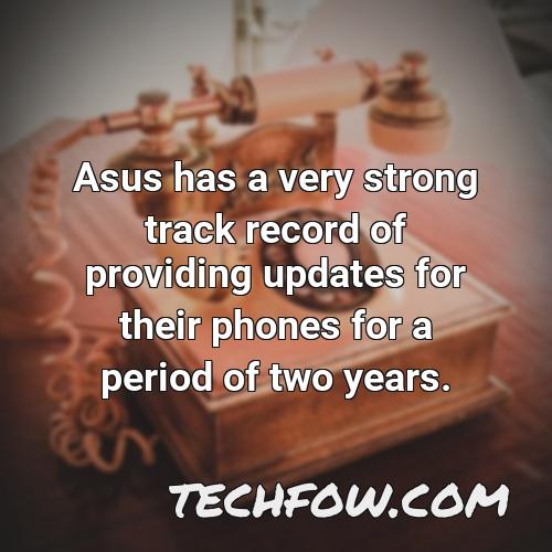 asus has a very strong track record of providing updates for their phones for a period of two years