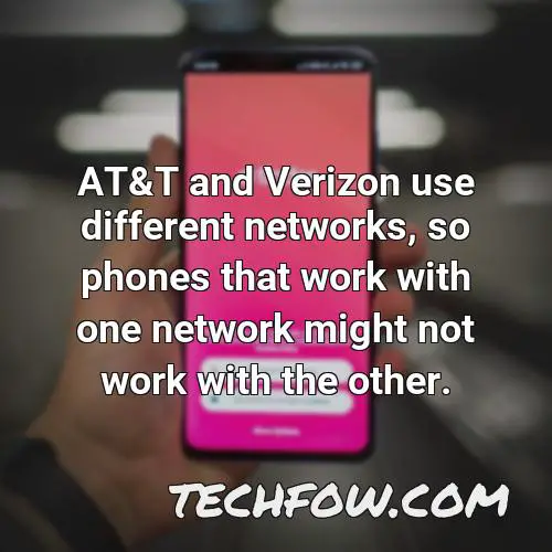 at t and verizon use different networks so phones that work with one network might not work with the other