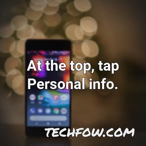 at the top tap personal info 1