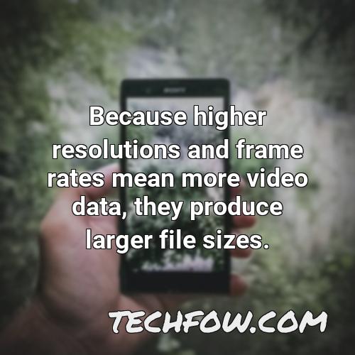 because higher resolutions and frame rates mean more video data they produce larger file sizes