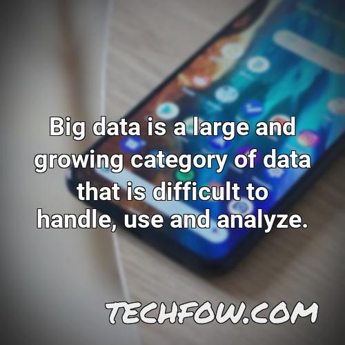 big data is a large and growing category of data that is difficult to handle use and analyze