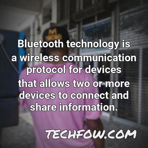 bluetooth technology is a wireless communication protocol for devices that allows two or more devices to connect and share information