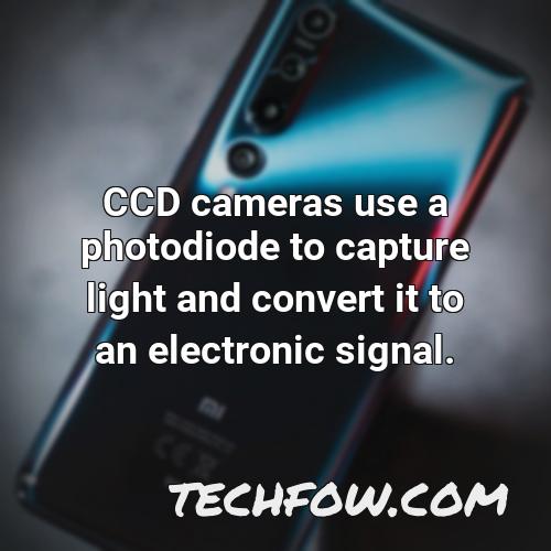ccd cameras use a photodiode to capture light and convert it to an electronic signal