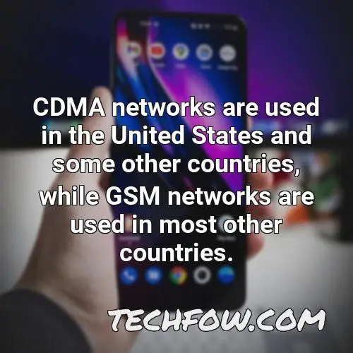 cdma networks are used in the united states and some other countries while gsm networks are used in most other countries