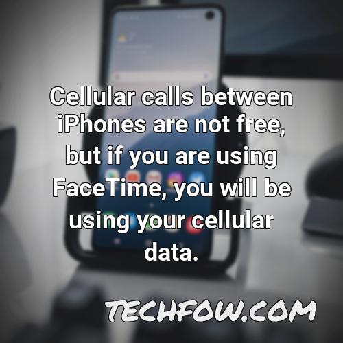 cellular calls between iphones are not free but if you are using facetime you will be using your cellular data