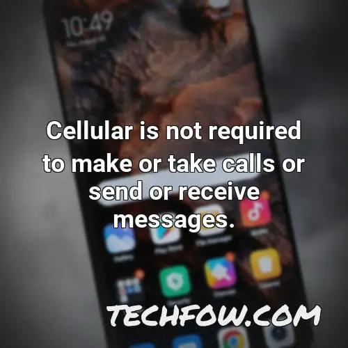 cellular is not required to make or take calls or send or receive messages