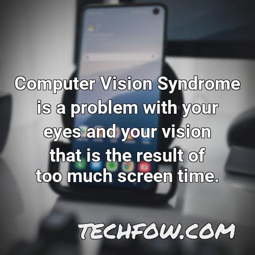 computer vision syndrome is a problem with your eyes and your vision that is the result of too much screen time