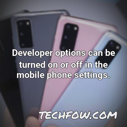 developer options can be turned on or off in the mobile phone settings