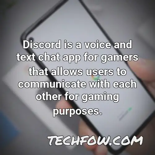 discord is a voice and text chat app for gamers that allows users to communicate with each other for gaming purposes