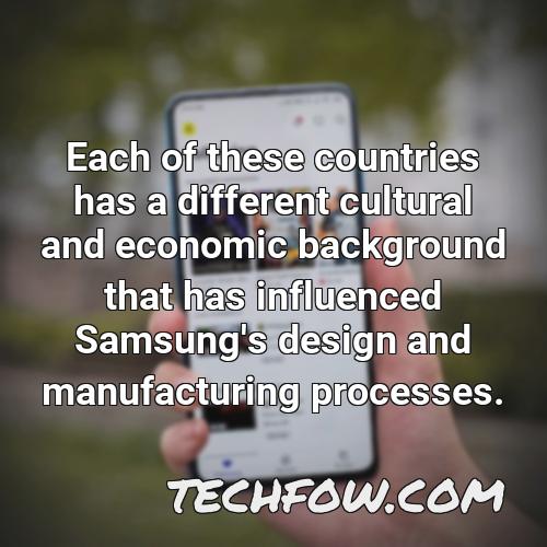 each of these countries has a different cultural and economic background that has influenced samsung s design and manufacturing processes