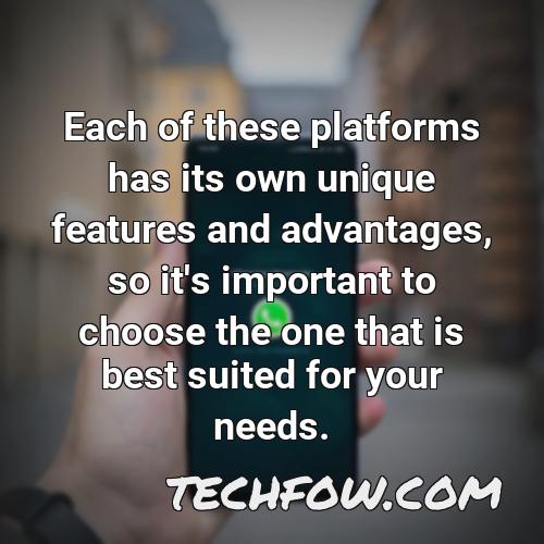 each of these platforms has its own unique features and advantages so it s important to choose the one that is best suited for your needs