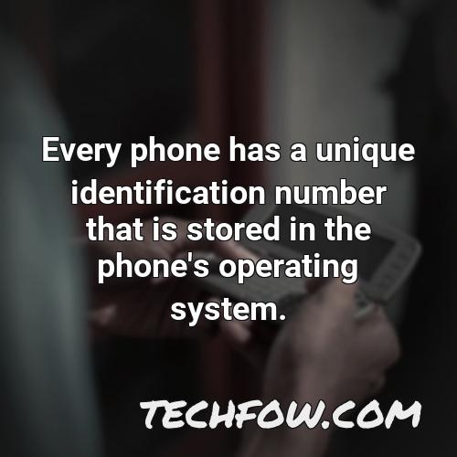 every phone has a unique identification number that is stored in the phone s operating system
