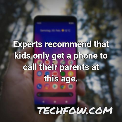 experts recommend that kids only get a phone to call their parents at this age