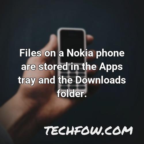 files on a nokia phone are stored in the apps tray and the downloads folder