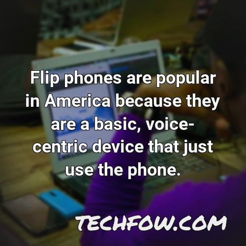 flip phones are popular in america because they are a basic voice centric device that just use the phone