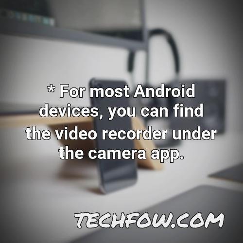 for most android devices you can find the video recorder under the camera app